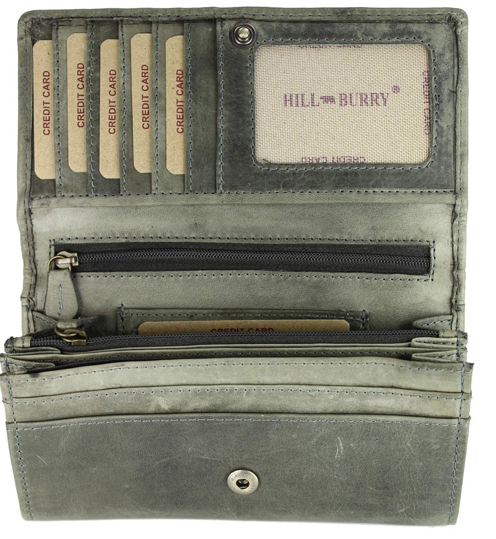 Hochwertige Vintage Leder Damen Geldbörse Portemonnaie langes Portmonee Geldbeutel aus weichem Leder