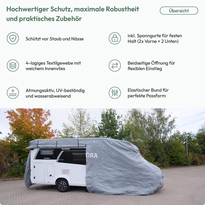 TRAVORA - Wohnmobil Schutzhülle - wetterfeste Wohnmobilabdeckungen - hochwertige Wohnmobil Abdeckpla