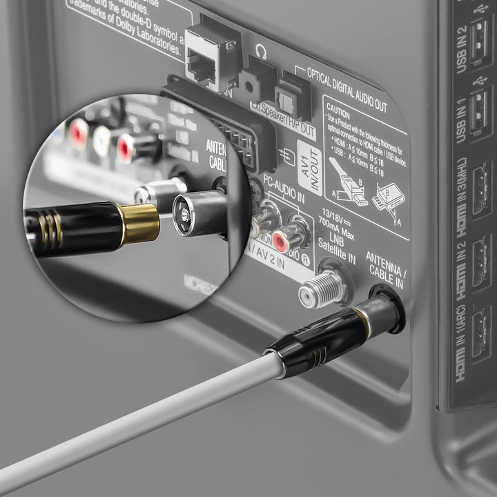 deleyCON 12,5m TV Antennenkabel Koaxialkabel TV Kabel HDTV FULL HD - TV-Stecker zu TV-Buchse - Metal