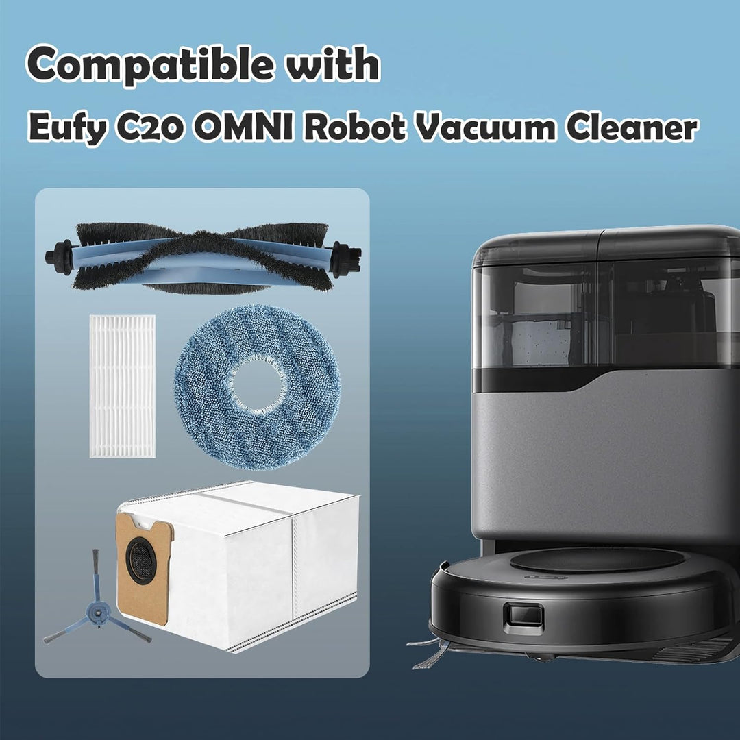VIEWALL C20 Zubehör für Eufy Omni C20 Staubsauger,1 Hauptbürste, 4 Wischtücher,4 Seitenbürsten,4 HEP
