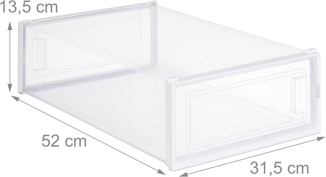 Relaxdays Schuhboxen 6er Set, für Stiefel, Stiefelbox, stapelbar, bis Gr. 44,5, Lüftungsschlitze, fa