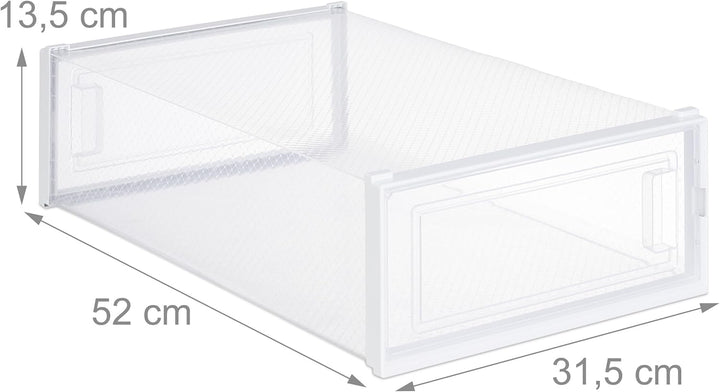 Relaxdays Schuhboxen 6er Set, für Stiefel, Stiefelbox, stapelbar, bis Gr. 44,5, Lüftungsschlitze, fa