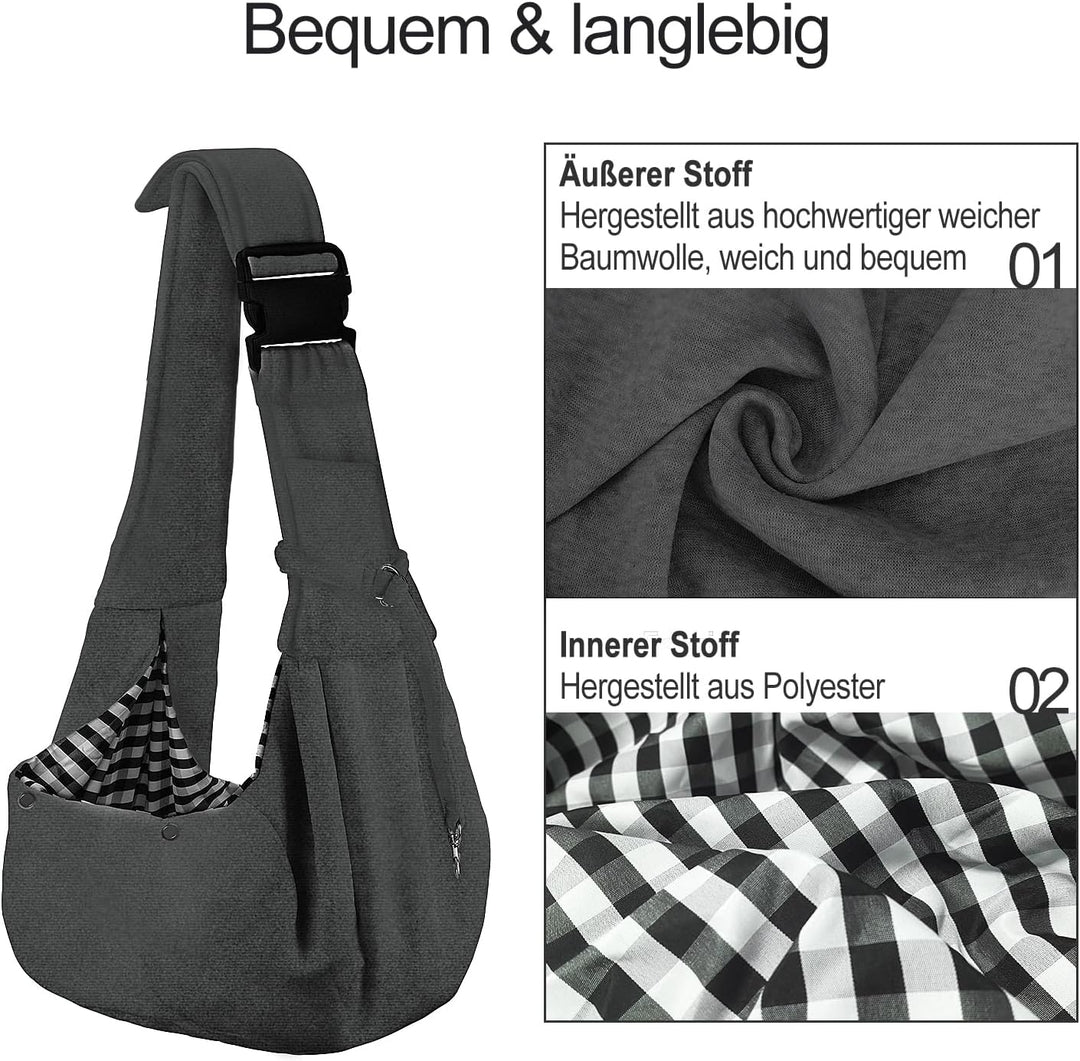 PETLOFT Tragetuch Hund, Reversibel Kleine Hundetrage, Einstellbar Pet Tragetuch, Freisprecheinrichtu