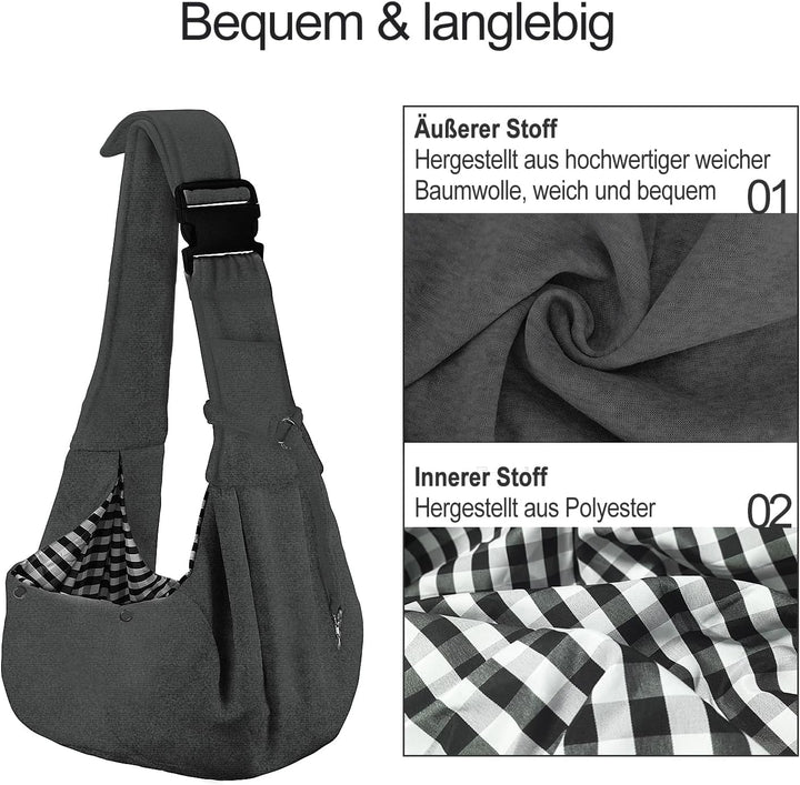 PETLOFT Tragetuch Hund, Reversibel Kleine Hundetrage, Einstellbar Pet Tragetuch, Freisprecheinrichtu