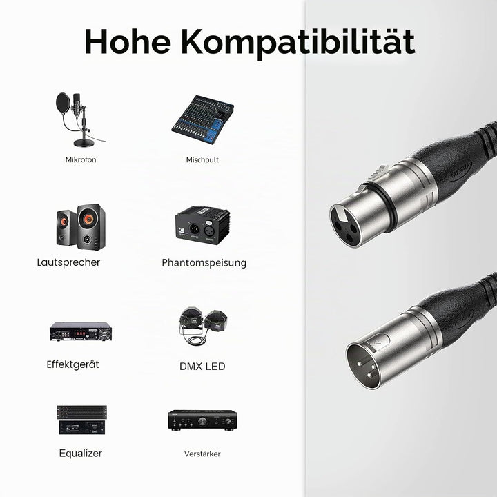 NUOSIYA XLR Kabel 3m 2Pack Mikrofonkabel, 3-Pin XLR Stecker auf Buchse Mikrofonkabel für Mikrofon, V