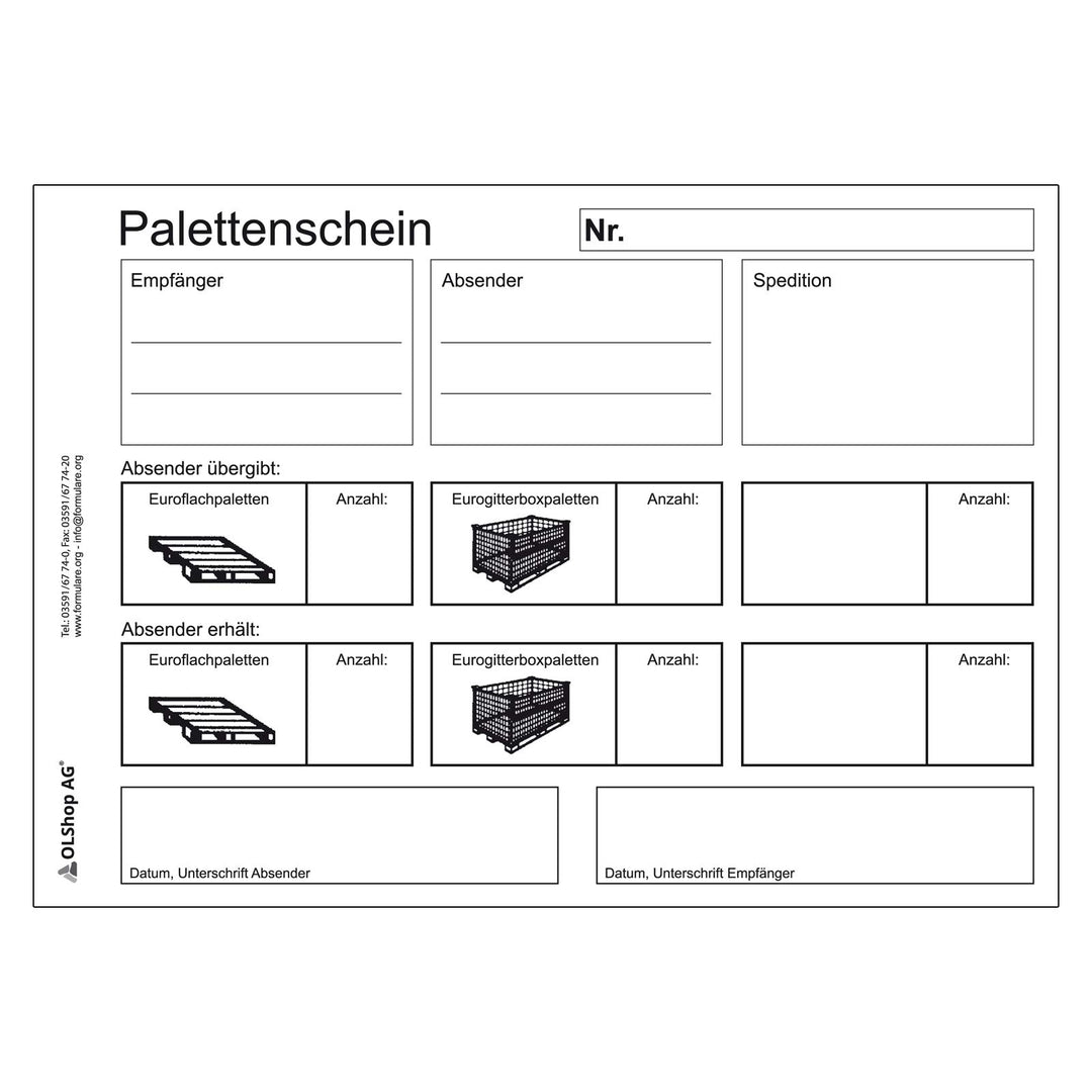 10er Pack Palettenscheine Lademittelnachweis DIN A5 quer (210 x 148 mm) 10 Blöcke á 25 Satz 4-fach s