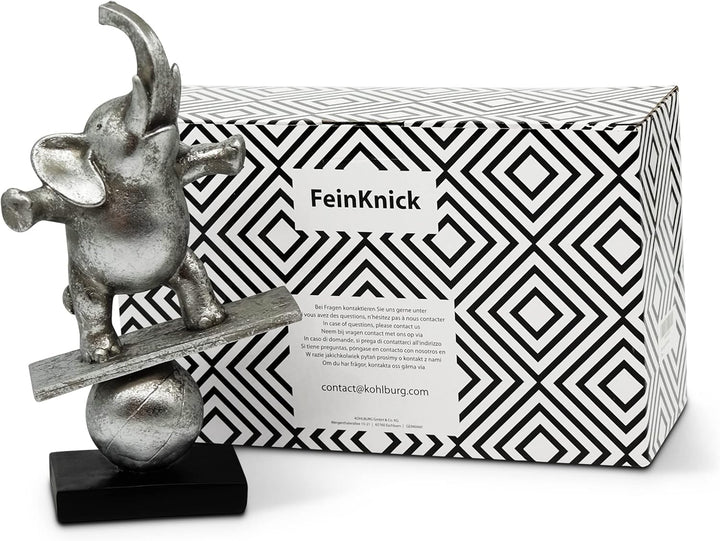 FeinKnick Skulptur “Lebenskünstler” - inspirierende & Moderne Elefanten Dekoration aus Kunststein 30