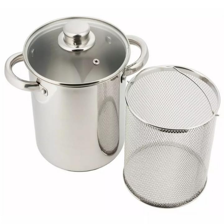 Luckyberg Spargeltopf hoch mit Glasdeckel 16cm, Spargeltopf Induktion, Dampfgarer 4,2l, Cromargan Ed