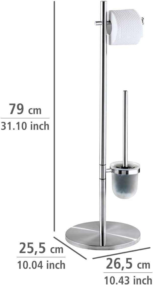 WENKO Stand WC-Garnitur Mod. Pieno Freistehend aus rostfreiem Edelstahl mit Toilettenpapierhalter un