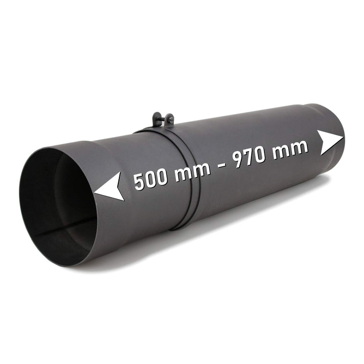 LANZZAS Teleskop Ofenrohr 500-970 mm, im Durchmesser, DN Ø 150 mm, Farbe: gussgrau - weitere Rohre a