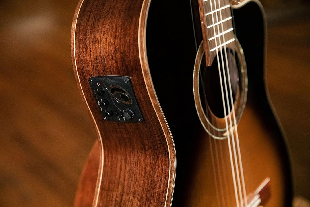 Ortega Guitars Slim Neck Konzertgitarre Performer Series Elektro-akustische 4/4 Gitarre, Tobacco Sun
