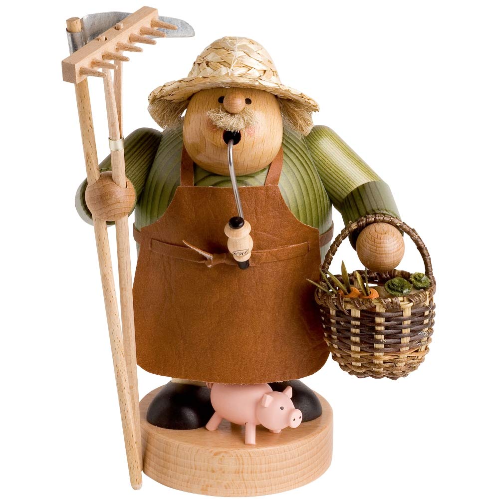 KWO Olbernhau Räuchermann Bauer, 21 cm, Holz, Mehrfarbig