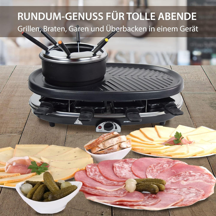 Syntrox Germany RAC-1500W-Appenzell Raclette-Fondue-Grill Syntrox Rundum Genuss Set mit viel Zubehör