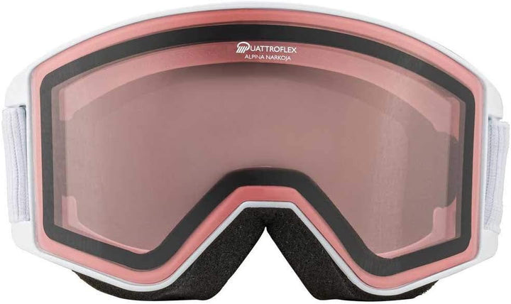 Alpina Unisex Narkoja Q Skibrille (1er Pack) Einheitsgrösse Weiss-Rosa, Einheitsgrösse Weiss-Rosa