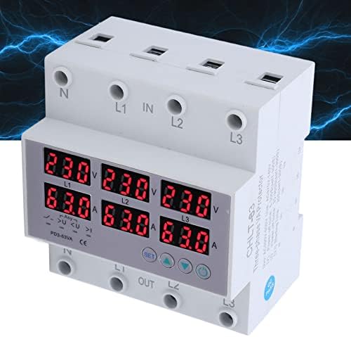 3-Phasen-DIN-Schienen-Voltmeter-Amperemeter-Multitester, AC 390‑500 V Automatischer Überspannungs-Üb