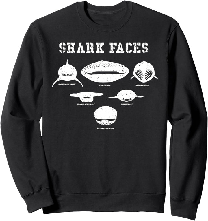 Haifisch: Shark Faces - Haie Sprüche Sweatshirt