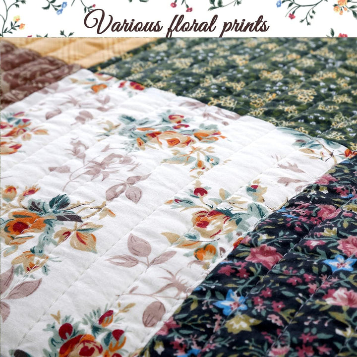 Cozy Line Home Fashions Tagesdecken-Set aus 100 % Baumwolle mit handgenähtem Patchwork im Landhausst