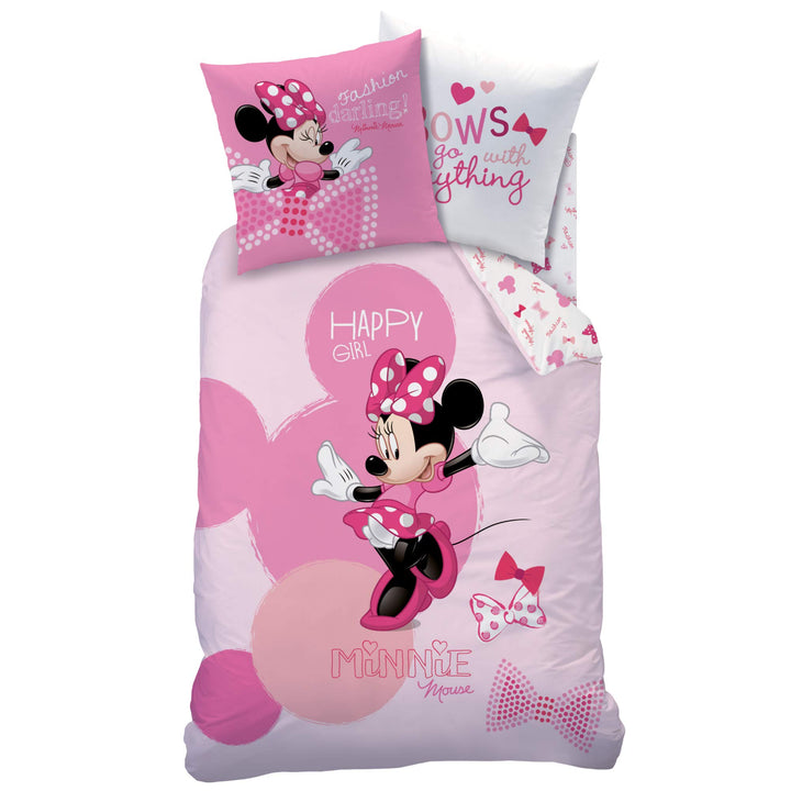 Disney Minnie Bettwäsche-Set, Flanell, Rosa, 135 x 200 cm, 2-Einheiten