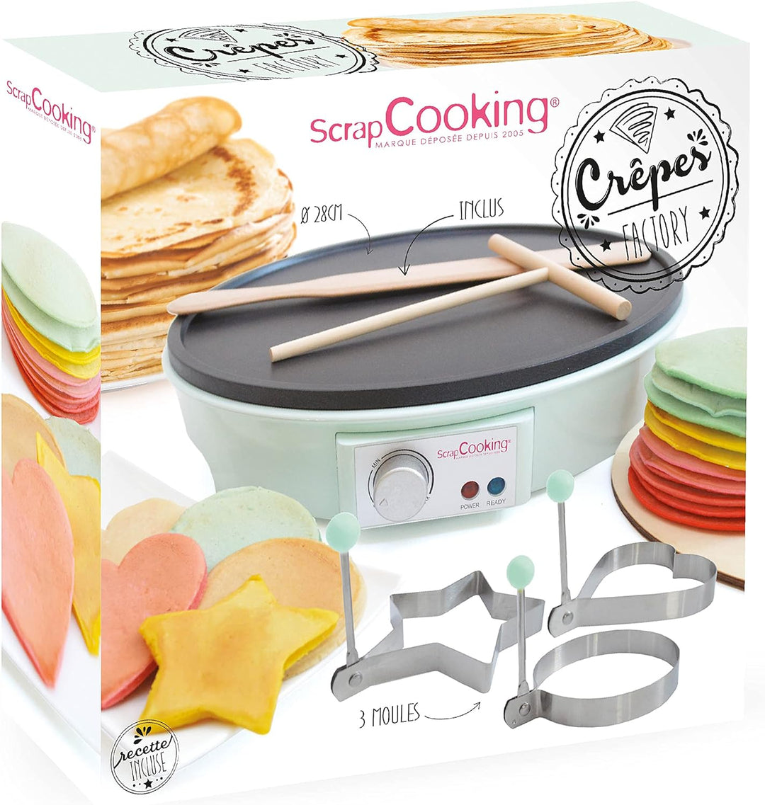 SCRAP COOKING 3899 Crêpes-Pfanne Factory, elektrische Maschine, mit Heizplatte, antihaftbeschichtet,