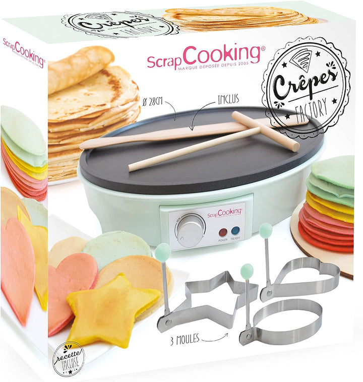 SCRAP COOKING 3899 Crêpes-Pfanne Factory, elektrische Maschine, mit Heizplatte, antihaftbeschichtet,
