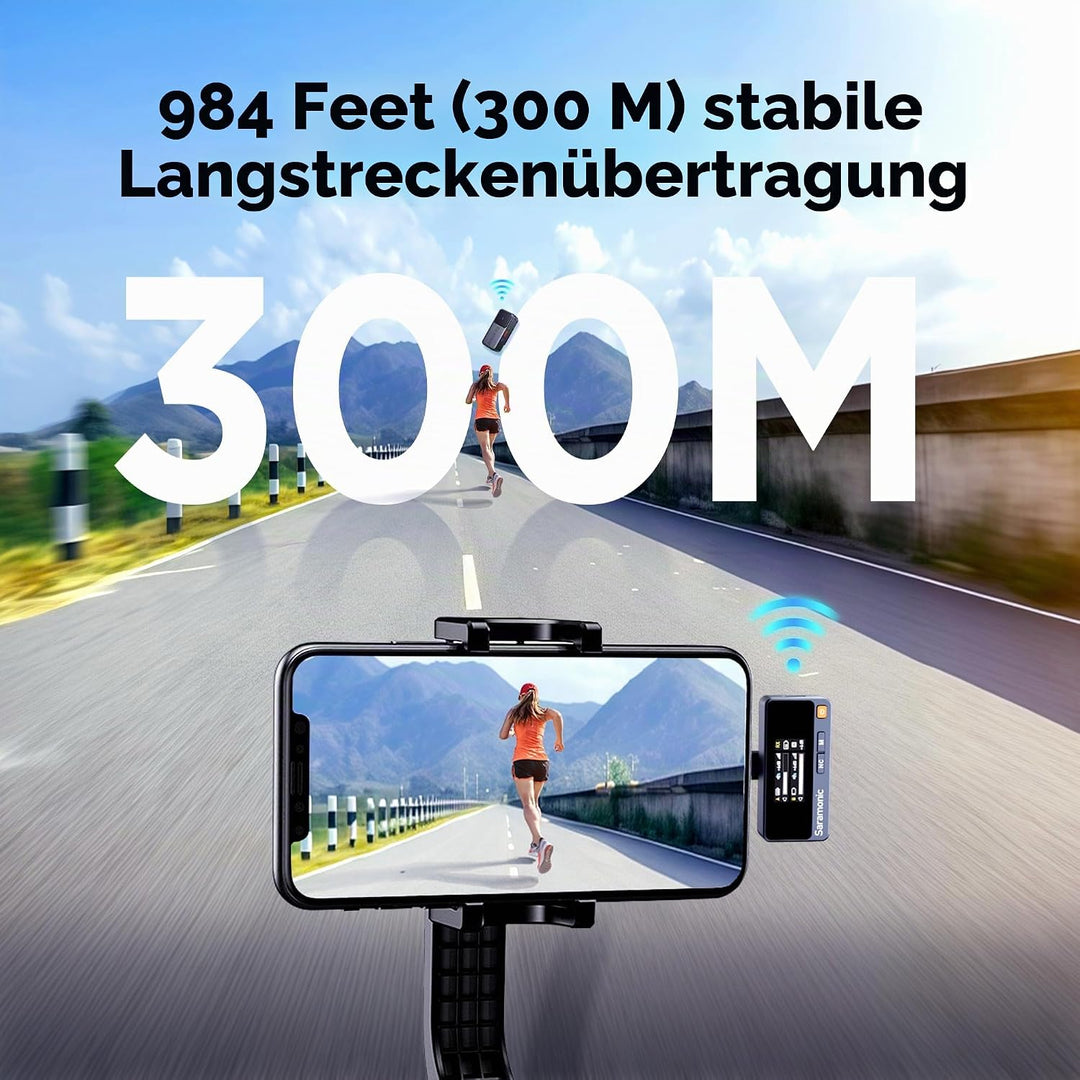 Saramonic Air Wirelss Lavalier Mikrofon Handy (2 Sender, 1 USB-C Empfänger, Ladeschale), 48H Akku, M