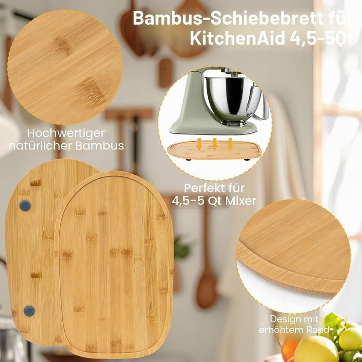 Bambus Gleitbrett für Kitchen Aid Artisan 4.5-5 Qt, Rutschfeste Verschiebbare Unterlage für Küchenma