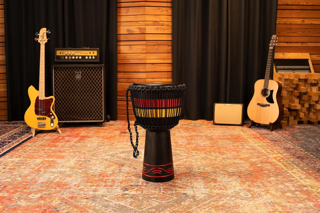 Meinl Percussion 33cm African Style Rope Tuned Wood Djembe Trommel - mit Ziegenfell - Musikinstrumen