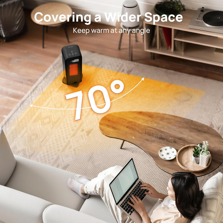 Energiesparender Heizlüfter, 1500W Tragbare PTC Keramik Heizlüfter Leise, 70° Oszillierwaend, 12-Std