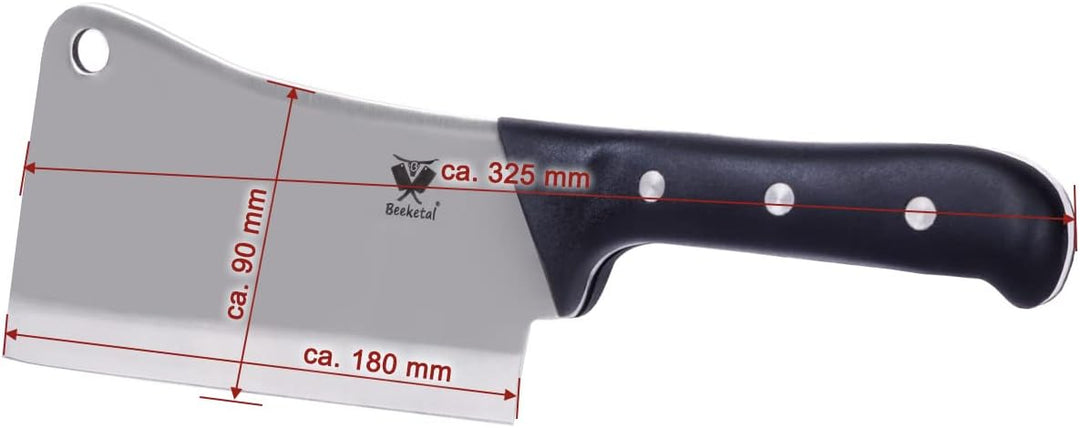 Beeketal 'HBB-10' Profi Fleischer Hackbeil mit ca. 180 mm Klinge aus 420 J 2 Edelstahl, rutschfestem