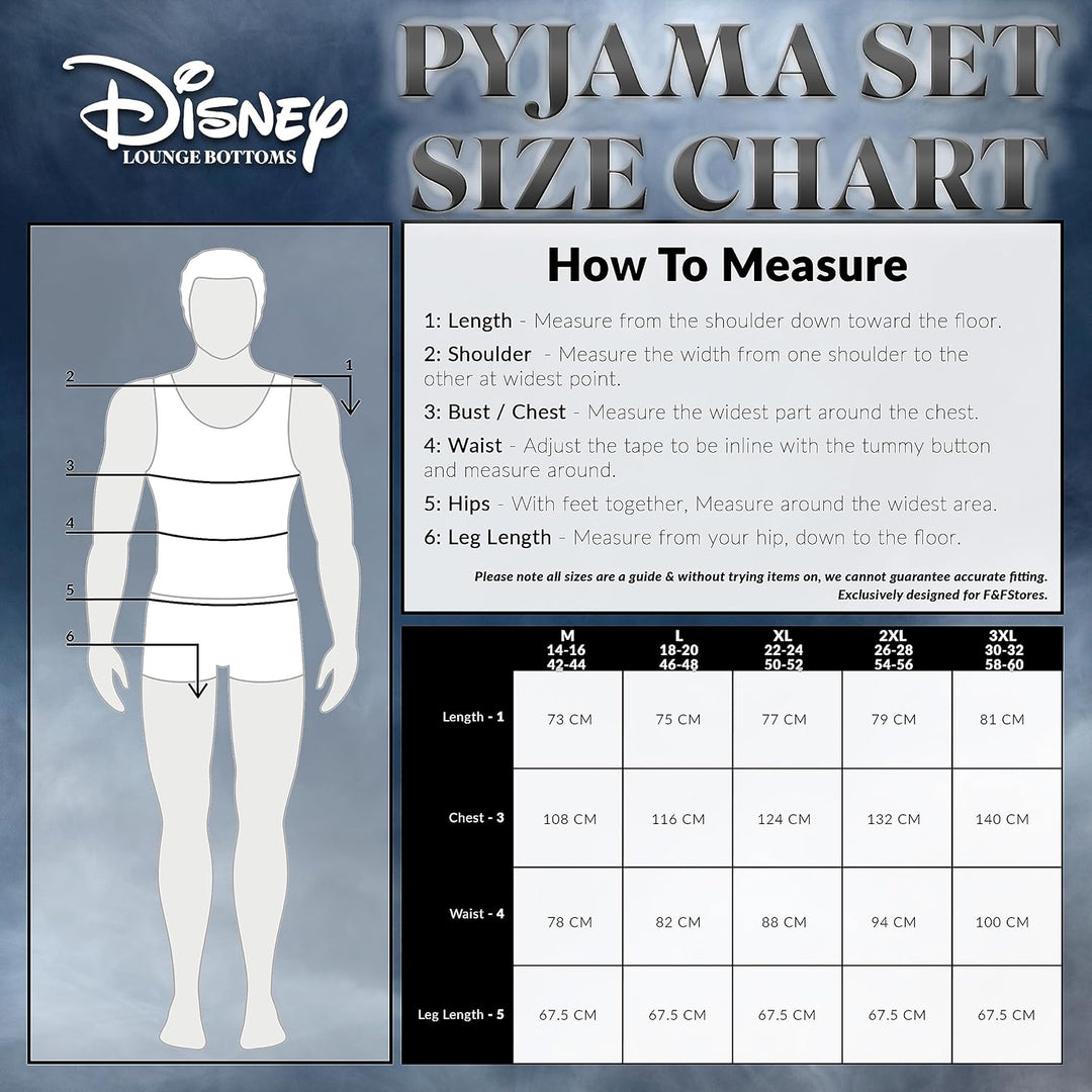 Disney Herren Lang Pyjamahose, Bequeme Loungewear PJs mit Taschen - Geschenke für Ihn XXL Marine Jac