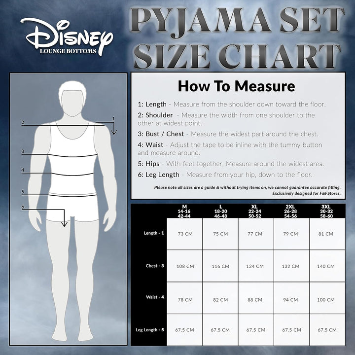Disney Herren Lang Pyjamahose, Bequeme Loungewear PJs mit Taschen - Geschenke für Ihn XXL Marine Jac