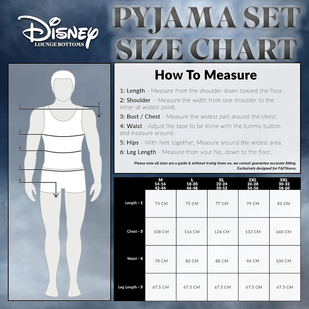 Disney Herren Lang Pyjamahose, Bequeme Loungewear PJs mit Taschen - Geschenke für Ihn, Marine Jack