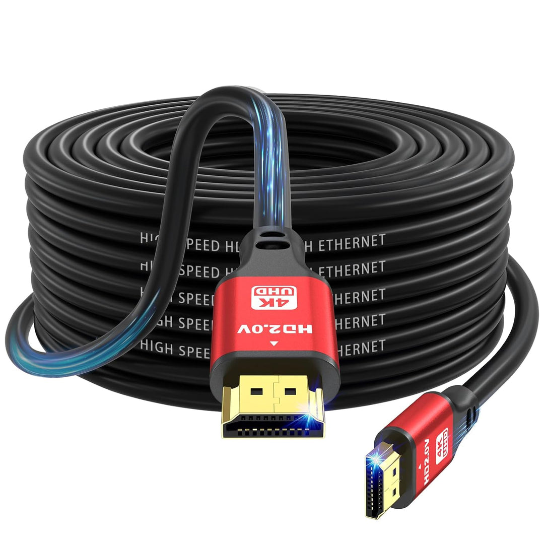 jojobnj 4K HDMI-Kabel, 20 m, High Speed HDMI 2.0 Kabel 4 K @ 60 Hz 18 Gbps, Ultra HD, Ethernet Audio