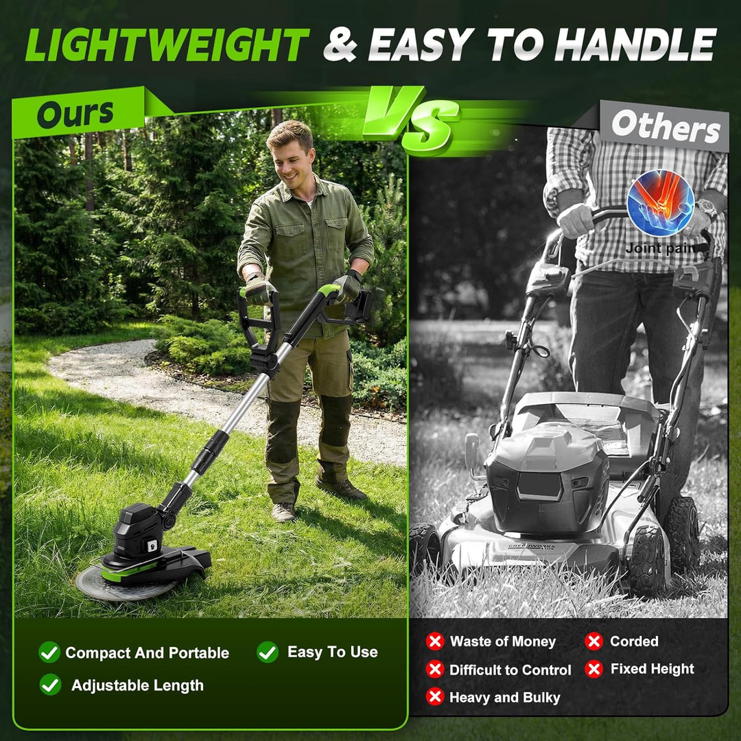 Rasentrimmer mit Akku kompatibel mit Makita, Akku Rasentrimmer 10000r/min Teleskopgriff 99–132cm, fü