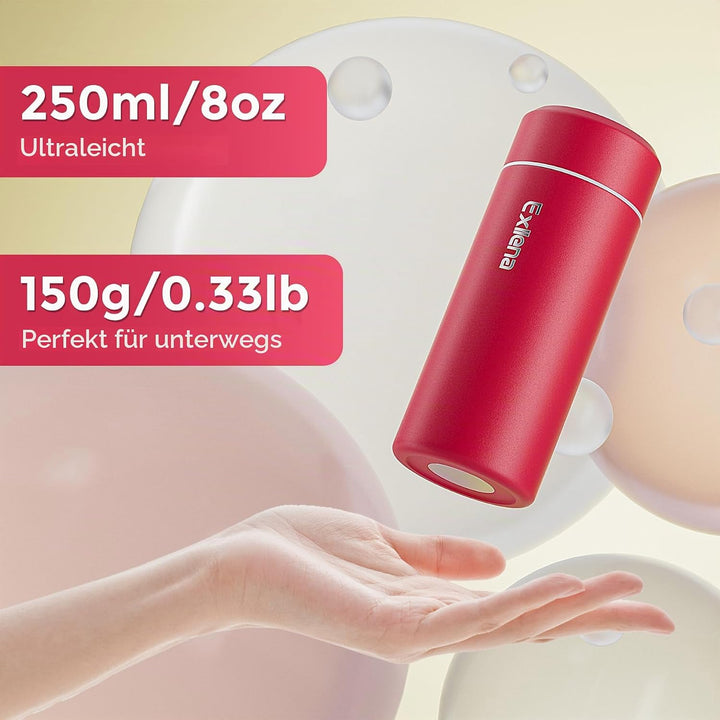 【Upgrade-Version】Exllena Mini Thermosflasche 250ml mit Edelstahl-Deckel, Trinkflasche Klein Doppelwa