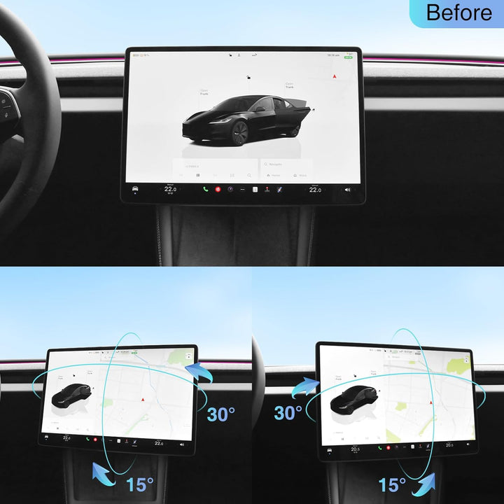 AAMHHM Bildschirm Schwenkhalterung für Tesla Model 3 Highland 2024 Links/Rechts 30° Up/Down 15° Dreh
