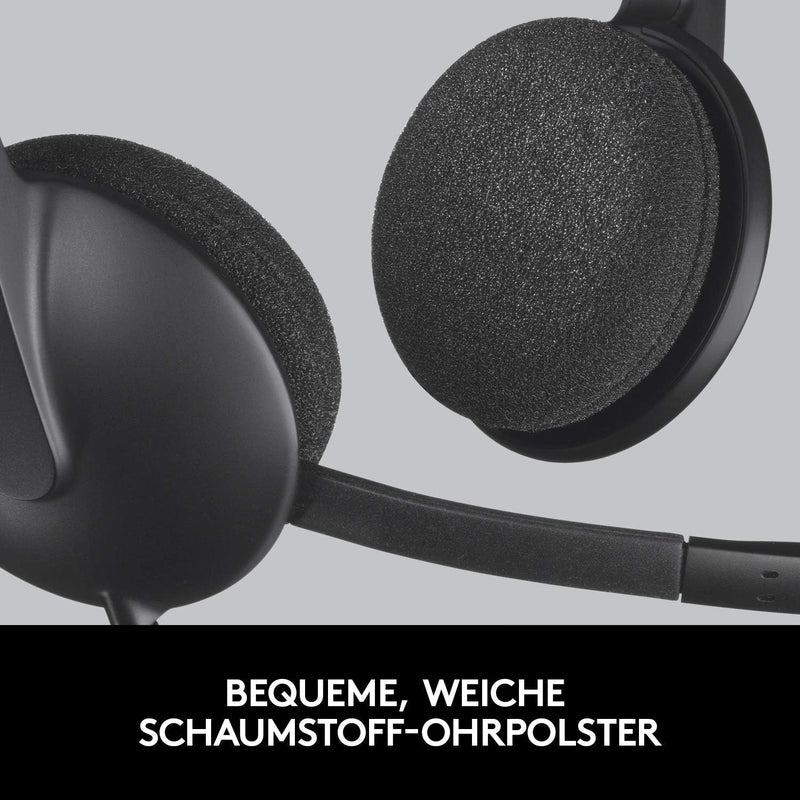 Logitech H340 Kopfhörer mit Mikrofon, Stereo-Headset, Verstellbares Mikrofon mit Rauschunterdrückung