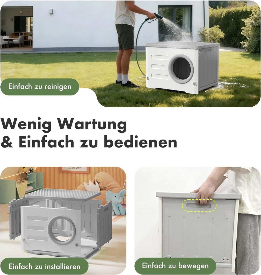 Katzenhaus für den Aussenbereich, wetterfest, isoliert, robuster Kunststoff, Wildkatzenhaus, erhöhte
