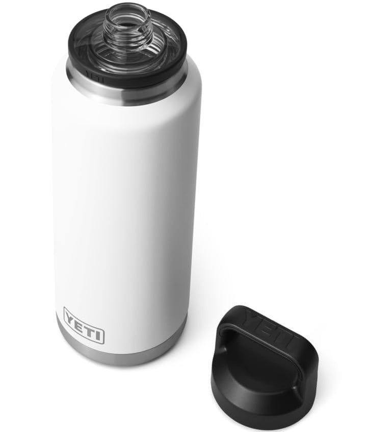 YETI Rambler Trinkflasche 46 oz (1,3 L) Weiss – Edelstahl Trinkflasche, Wasserflasche Sport mit Chug