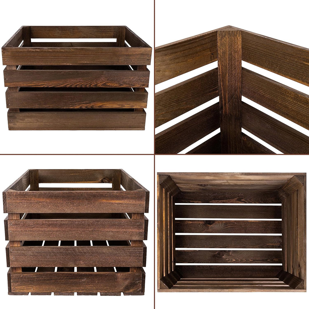 Creative Deco 3 x Grosse Holzkiste Wenge | Weinkisten Set Obstkiste Holz | 50 x 40 x 30 cm | Geschli