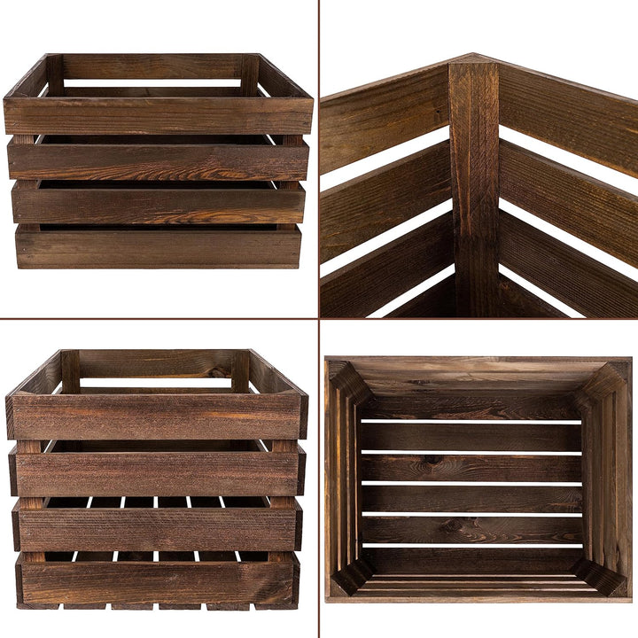 Creative Deco 3 x Grosse Holzkiste Wenge | Weinkisten Set Obstkiste Holz | 50 x 40 x 30 cm | Geschli