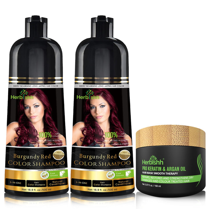 Herbishh Ultimate Hair Color Shampoo Kit (2 Stück Hair Color Shampoo + Argan Hair Mask) für graues H