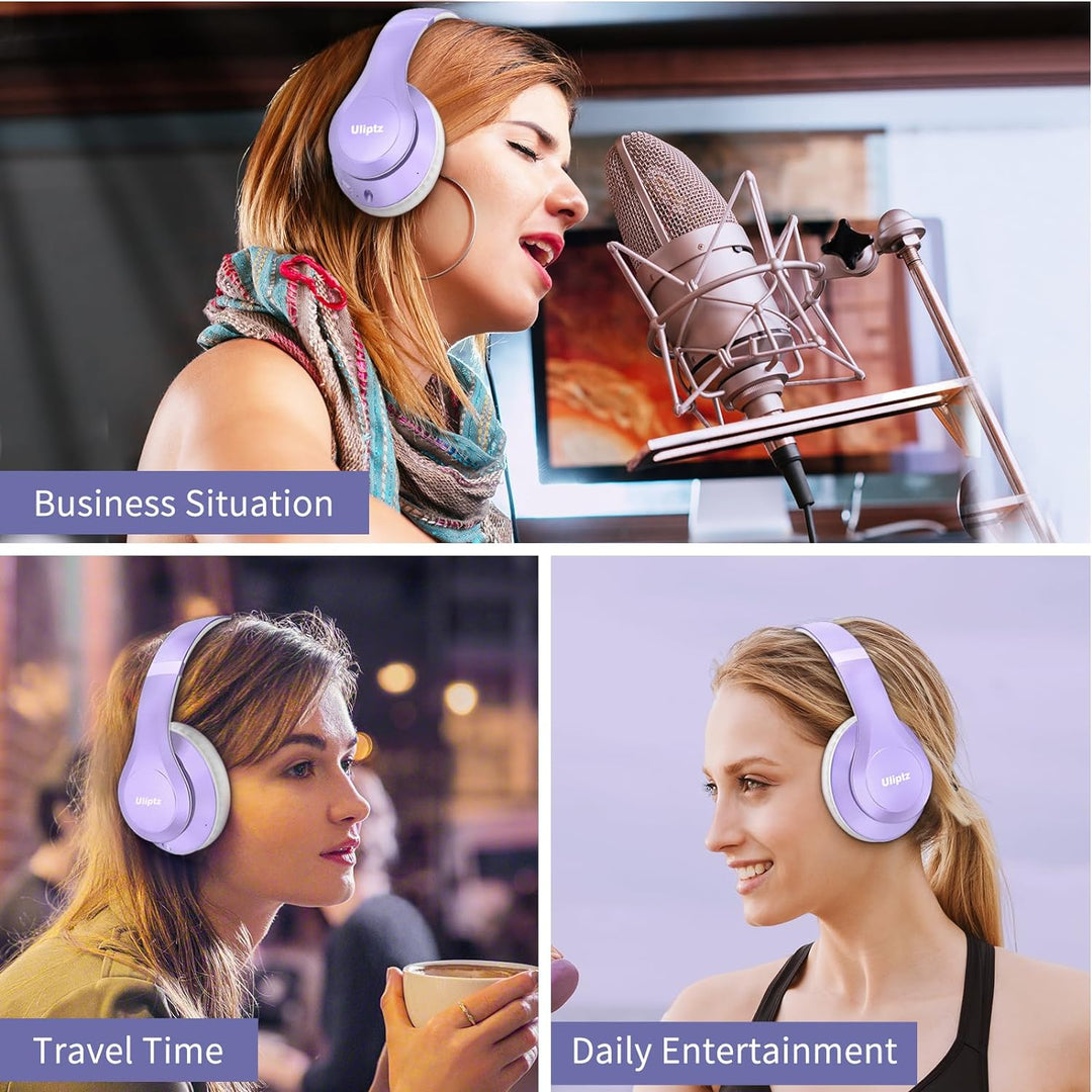 Uliptz Kabellose Bluetooth-Kopfhörer, 65 Stunden Spielzeit, 6 EQ-Soundmodi, HiFi-Stereo-Over-Ear-Kop