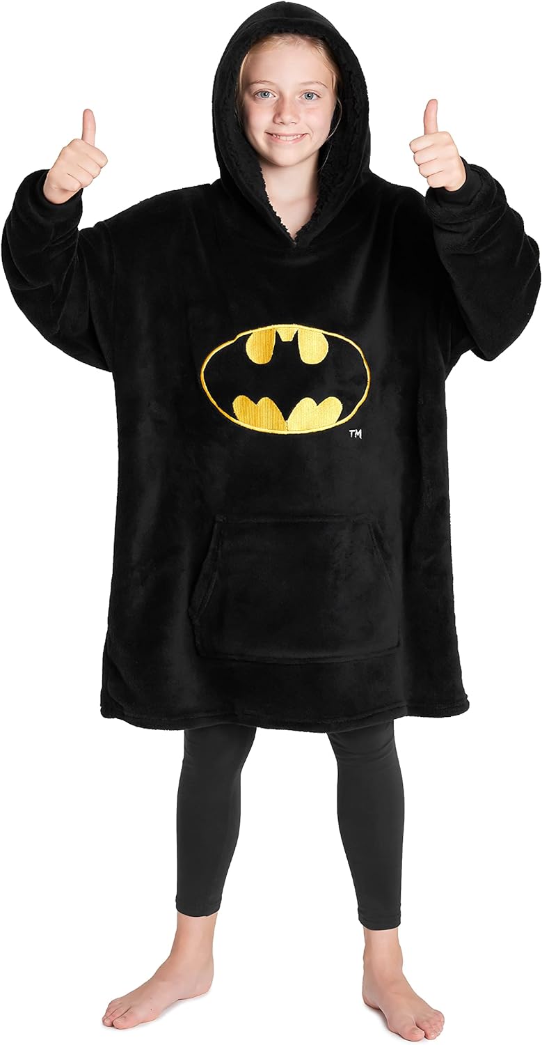 DC Comics Batman Übergrosse Hoodie Decke Kinder Flauschig Kuschelpullover Jungen Mädchen Oversize Ku