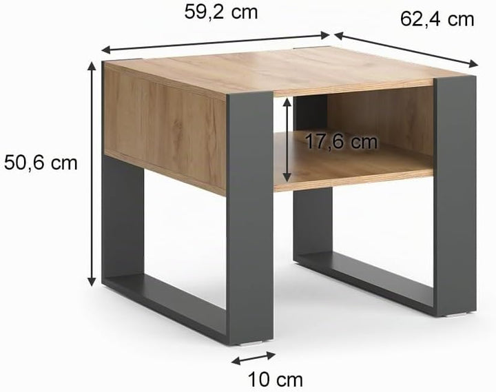 Vicco Couchtisch Sofatisch Beistelltisch Ari Eiche Anthrazit