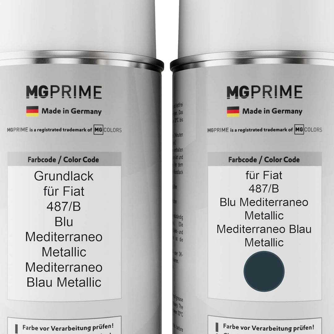 MG PRIME Autolack Sprühdosen Set für Fiat 487/B Blu Mediterraneo Metallic/Mediterraneo Blau Metallic