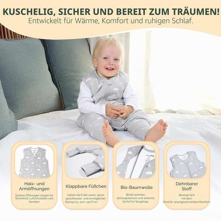 Mama Cheetah Baby Schlafsack, Bio-Baumwolle, Tragbare Babydecke, Schlafsack mit 2-Wege-Reissverschlu