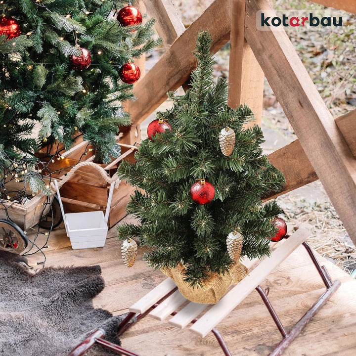 KOTARBAU® Künstlicher Weihnachtsbaum Deko Klein 50 cm mit Jute Weihnachtsbaumständer Mini Tannenbaum