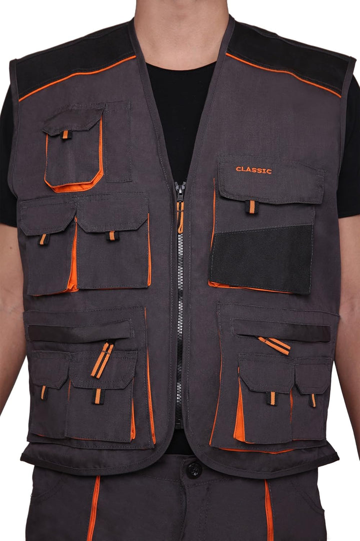 ART.MAS Arbeitsweste, Montageweste, Weste, Handwerker, KFZ, Classic, 270 g/m2 Gr. 46-60 48 Graphit/O