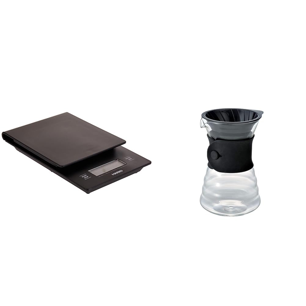 Hario VSTN-2000B Küchenwaage, schwarz & VDD-02B VD 700 ml V60 Drip Dekanter Pourover Coffee Brewer S